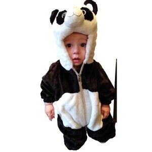 Panda Costume Chrisha Playful Plush Halloween 1 Piece Zip Up Size 12-18 Months